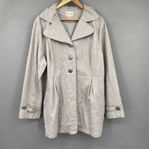 Toffee‎ Apple Women's Grey Textured Button Front Jacket Coat XXL Lagenlook